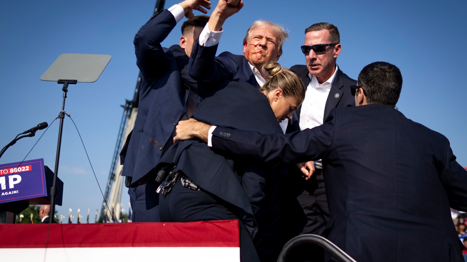 President Trump after the assassination attempt — Butler, Pennsylvania, July 13, 2024